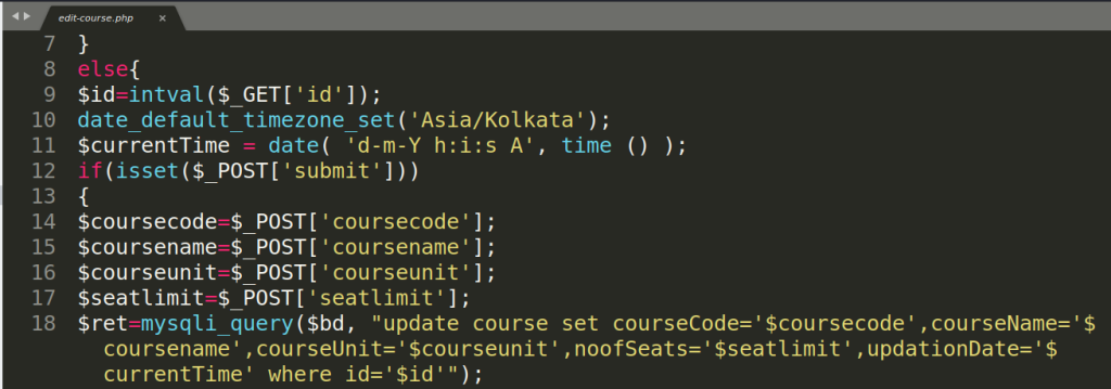 Участок кода из edit-course.php
